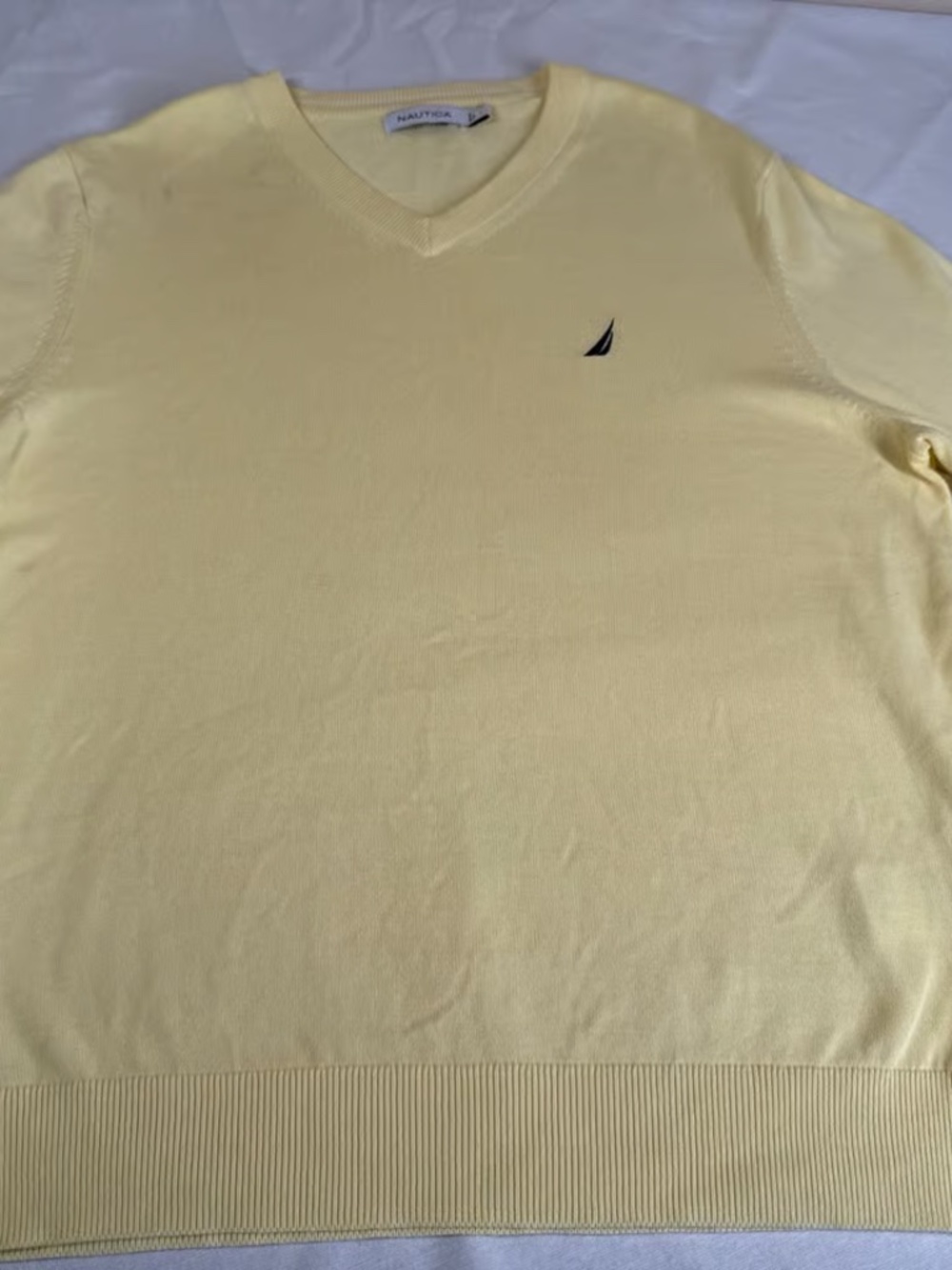 Men's Nautica V-Neck Long Sleeve Sweater Size Large - Yellow